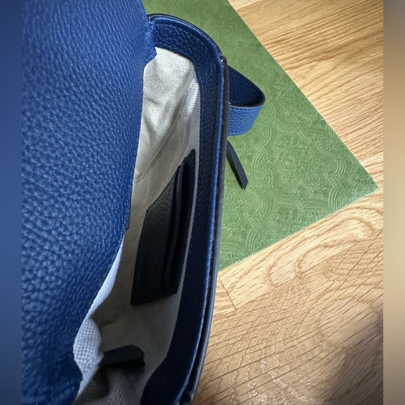 💯%Authentic! Brand new! Gucci JUMBO GG SMALL MESSENGER Crossbody Bag Royal Blue - Picture 12 of 13